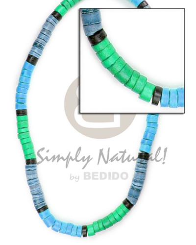 4-5mm coco heishe green/blue/blue gray/black combination - Teens Necklace