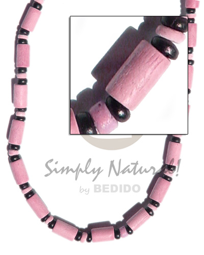 pastel pink wood tube   4-5mm coco Pokalet combination - Teens Necklace