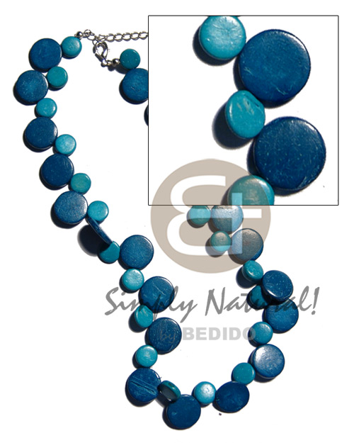 single row blue tones coco sidedrill  10mm & 15mm  / alternate - Teens Necklace