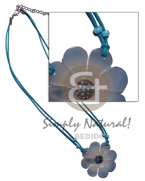 40mm hammershell flower  nectar in graduated color on double  wax cord - Teens Necklace