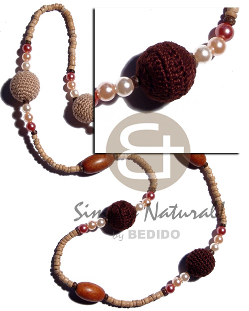 4-5mm natural coco Pokalet  pearls beads,wood beads,wrapped 20mm wood beads / 30 in. - Teens Necklace