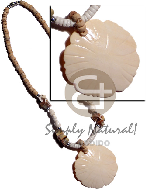 4-5mm coco Pokalet,everlasting  luhuanus, nassa & white clam combination  45mm scallop melo shell pendant - Teens Necklace