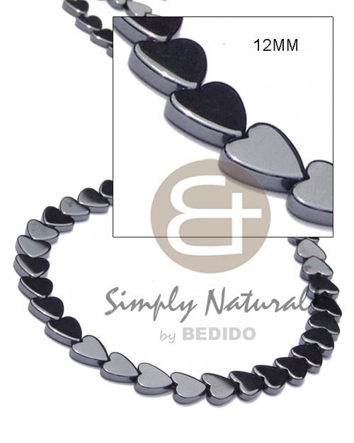 hematite / silvery & shiny opaque stone / heart 12mm in magic wire - Teens Necklace