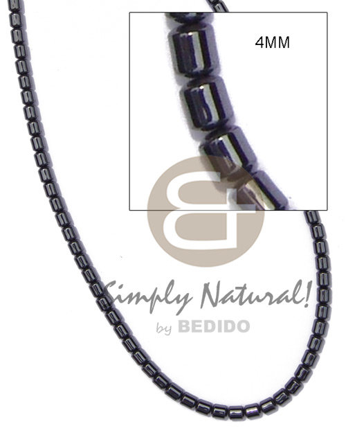 hematite / silvery & shiny opaque stone / drum 4mm in magic wire - Teens Necklace