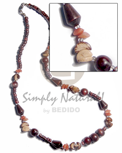 4-5mm coco Pokalet  wood beads and buri seeds combination / 18in - Teens Necklace