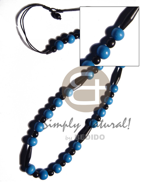 12mm bright blue wood bead Teens Necklace