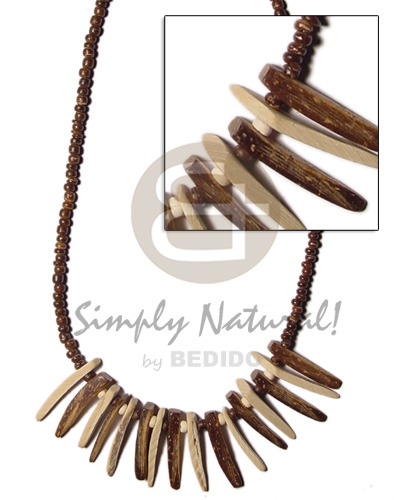 nat. brown coco pokalet  nat. white and nat. brown coco indian stick accent - Teens Necklace