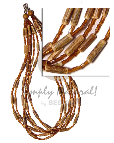 6 layer sig-id  glass & wood beads - Teens Necklace