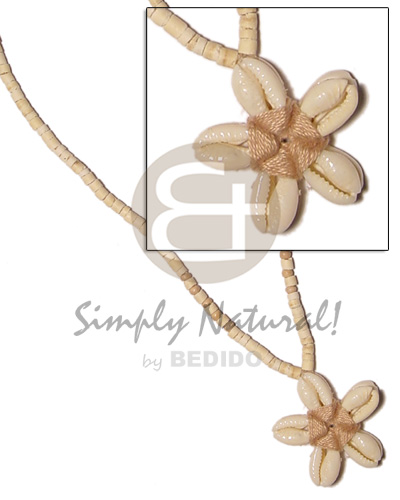 4-5mm coco Pokalet. bleach  tan double sided sigay flower pendant - Teens Necklace