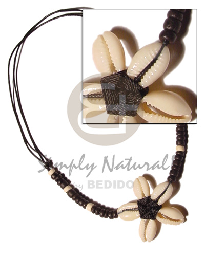 4-5mm coco black choker on cord  sigay flower pendant - Teens Necklace