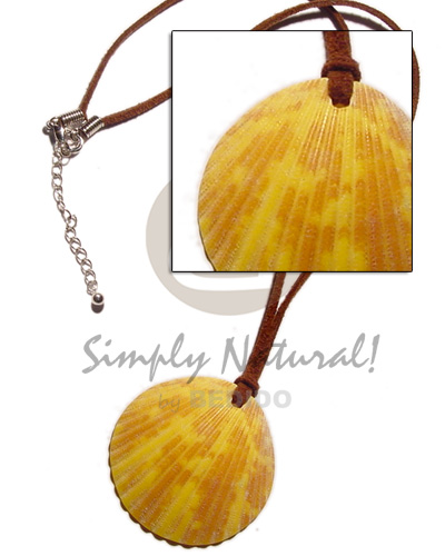 yellow palium pigtim shell pendant in leather thong - Teens Necklace