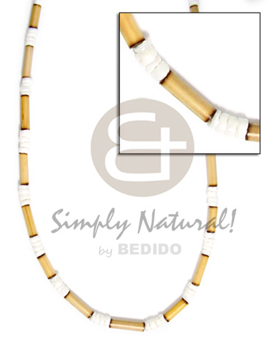 2-3mm natural bamboo tube  wht shell alternates - Tribal Necklace