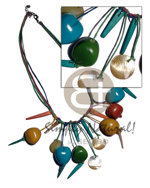 hand made Bora bora necklace- dangling colored Tribal Necklace