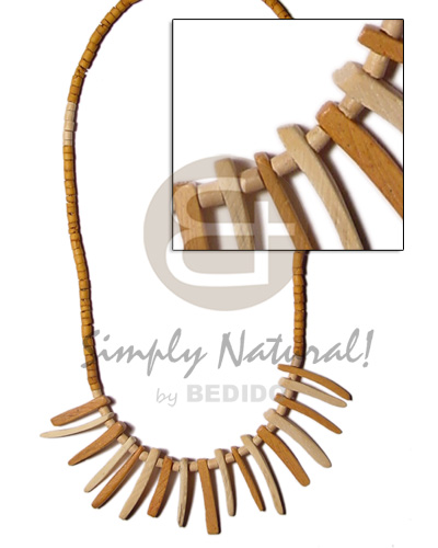 2-3mm tan coco heishe bleach  matching coco indian stick accent - Tribal Necklace