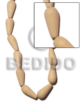 nat. white wood teardrop 35mmx16mm - Unfinished Wood Beads