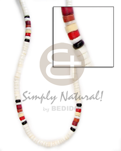 4-5mm wht clam/red/maroon/black/green combinationnation - Unisex Necklace
