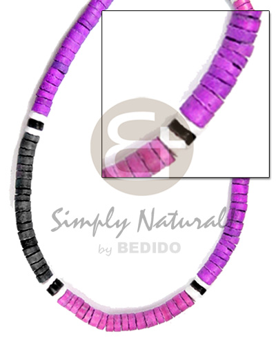 4-5mm coco heishe lavender pink black white clam Unisex Necklace