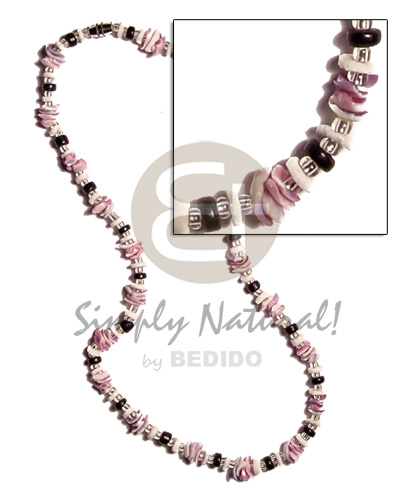 cebu beauty  white clam & glass beads combination - Unisex Necklace