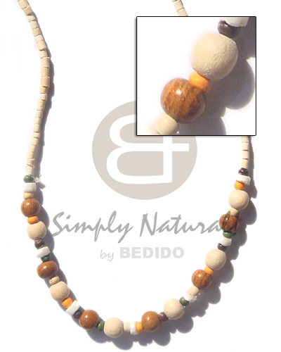 2-3 coco heishe bleach  6mm wood bleach  / mt white bayong / in shell - Unisex Necklace
