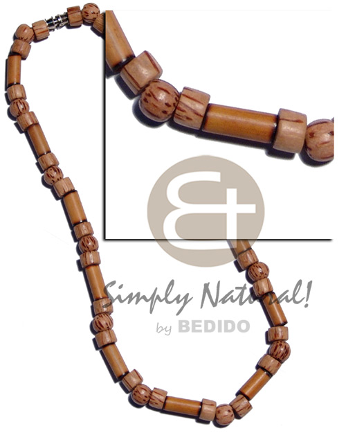 bamboo tube  burning tip, palwood beads combination - Unisex Necklace