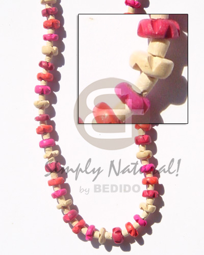 2-3 heishe bleach / in coco flower pink and bleached white - Unisex Necklace