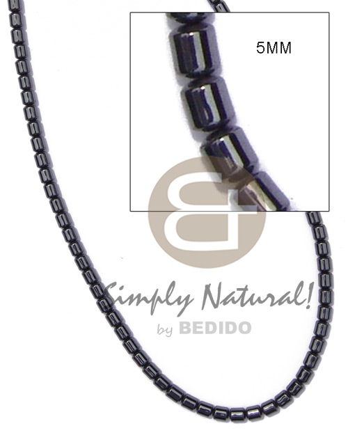 hematite / silvery & shiny opaque stone / drum 5mm in magic wire - Unisex Necklace
