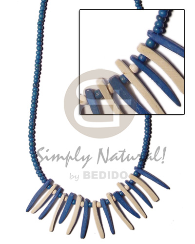 marine blue 2-3 coco pokalet  matching coco indian stick accent - Unisex Necklace