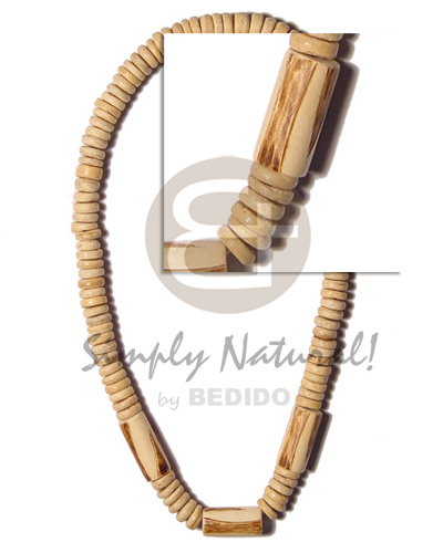 elastic choker  7-8mm coco pokalet nat.  burning wood tube accent - Unisex Necklace