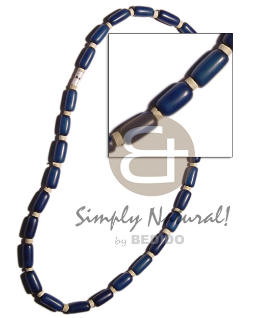 navy blue buri tube  white coco heishe - Unisex Necklace