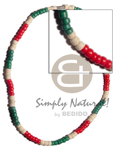 4-5mm red/green/bleach coco Pokalet - Unisex Necklace