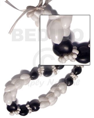 beaded white bubbleshells / 28"   adjustable ribbon maximum length of 50in - Womens Necklace