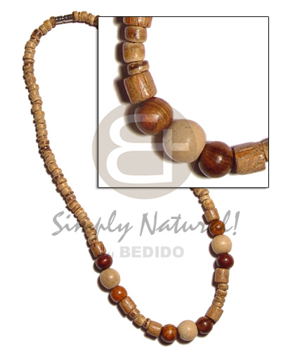 4-5mm coco Pokalet. tiger  wood beads combination - Womens Necklace