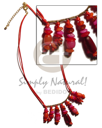 dangling asstd. buri seeds   wood beads in double wax cord - Womens Necklace