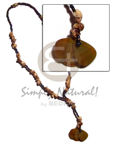 Dangling 3 overlapping 25mm brownlip Womens Necklace