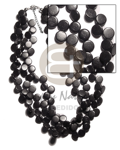 3 layers 10mm black coco Womens Necklace