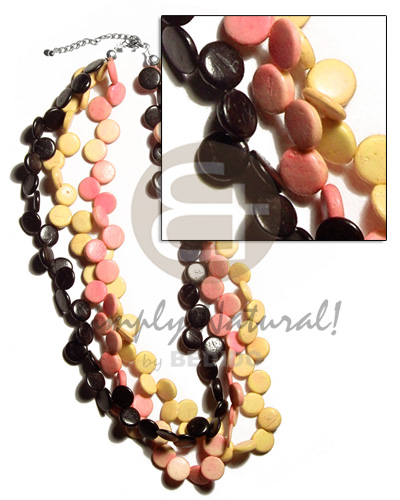 3 layers 10mm black/yellopeach coco sidedrill - Womens Necklace