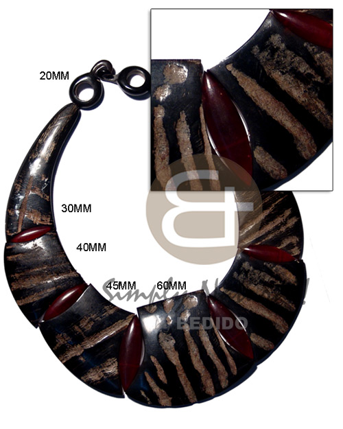 horn choker - black horn & red horn combination - Womens Necklace