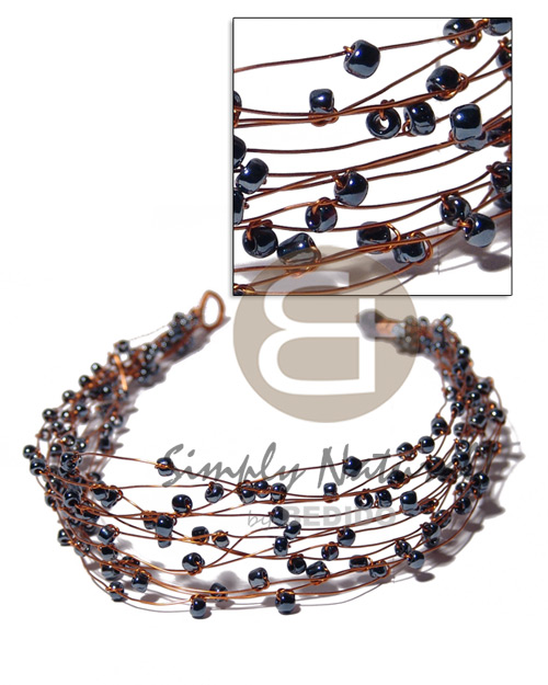 13 rows copper wire choker  hematite beads - Womens Necklace