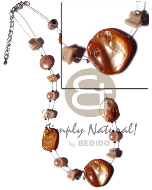 Kabibe shell nuggets in magic Womens Necklace