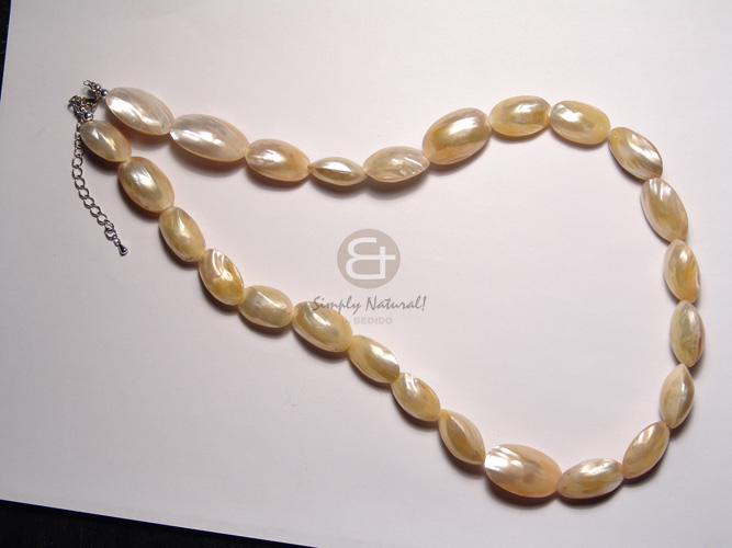 4-5mm white clam  dotted moonshells, horn nuggets and 60mmx40mm MOP shells in resin pendant combination - Womens Necklace
