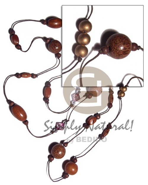 Chunky wood beads in endless Womens Necklace