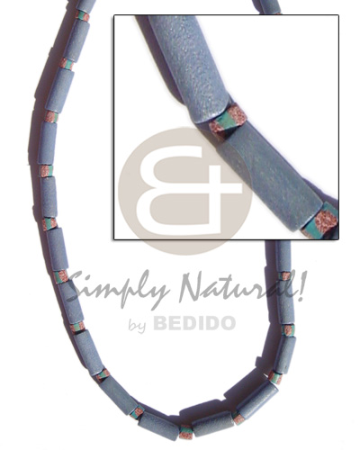 Pastel blue wood tube Womens Necklace
