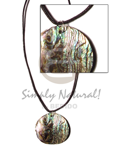 cord  polished 40mm abalone/paua  pendant - Womens Necklace