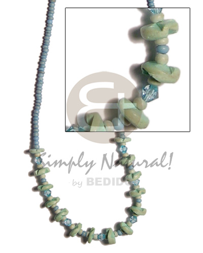 pastel blue coco Pokalet  pastel green coco flower/acrylic crystals - Womens Necklace