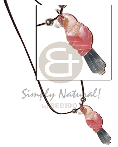cord  inlaid hammershell pink parrot - Womens Necklace