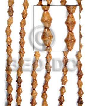 hand made Bayong double cones 10 x Wood Beads