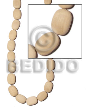 nat. white wood flat oval 15mmx20mm - Wood Beads
