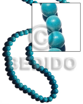 10mm natural white  round wood beads dyed in aqua blue - Wood Beads