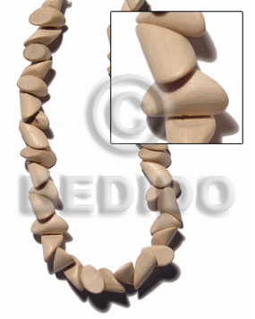 "nat. white wood"  pointed nuggets 10mmx20mm  / 29 pcs. per 16 in. str. - Wood Beads
