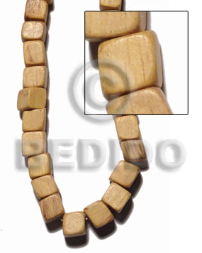 "nangka" slide cube 12mmx12mm / 33 pcs. per 16 in. str. - Wood Beads